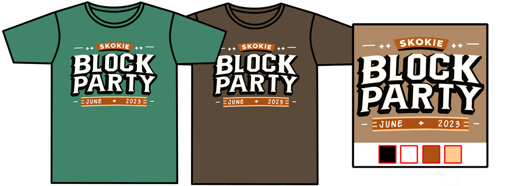 two custom printed t-shirts mockups skokie